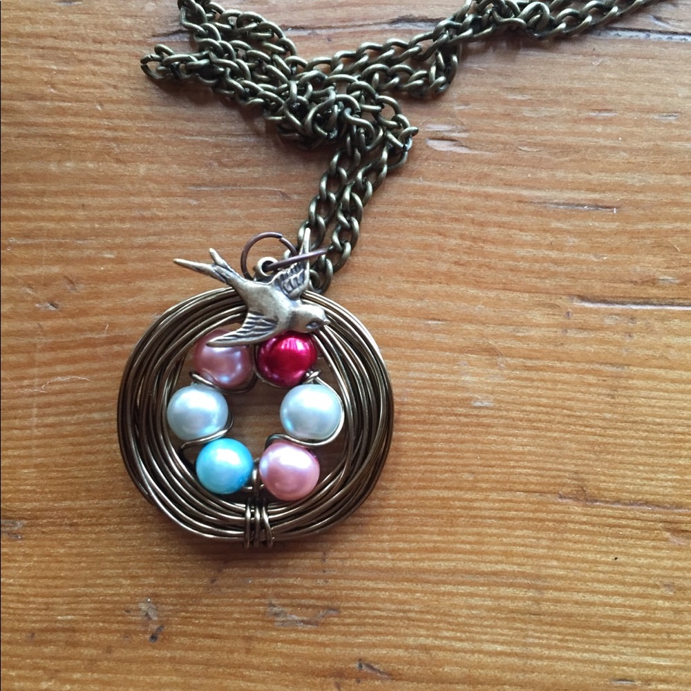 Custom birds nest necklace